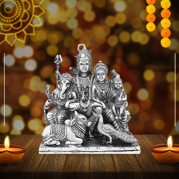 925 Silver Shiv Pariwar 3D Idol Set
