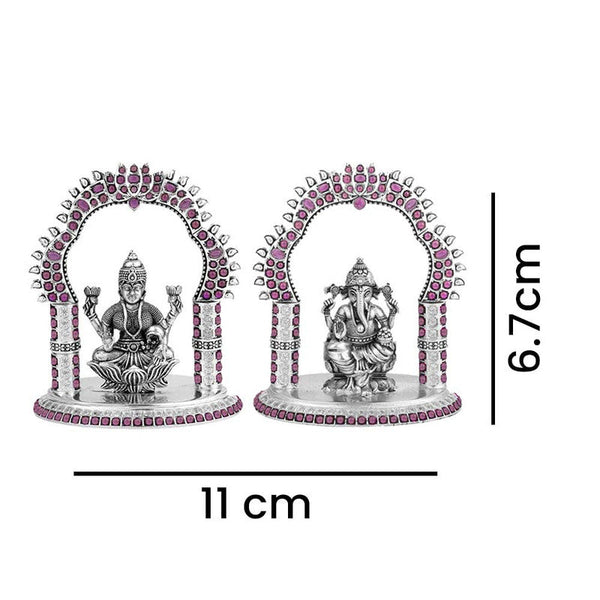 925 Silver Temple Puja Lakshmi Ganesh JI Idol