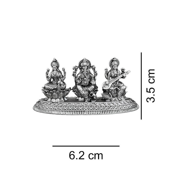 925 Silver Lakshmi Ganesh Saraswati Ji 2D Idol Set