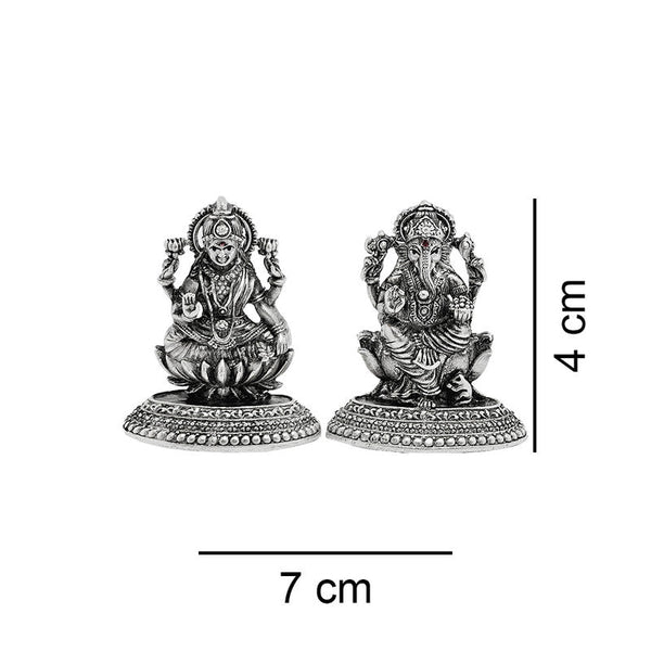 925 Pure Silver Lakshmi Ganesh Ji 2D Idol