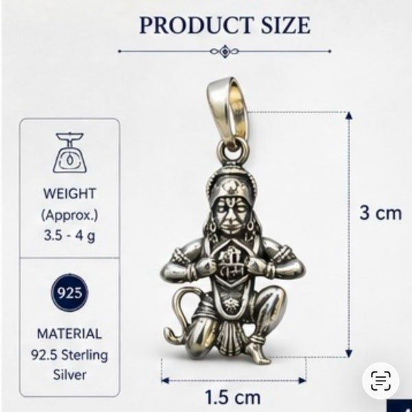Hanuman Ji 925 Silver Pendant