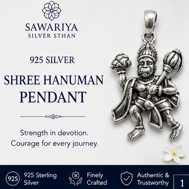 Shree Hanuman 925 Silver Pendant