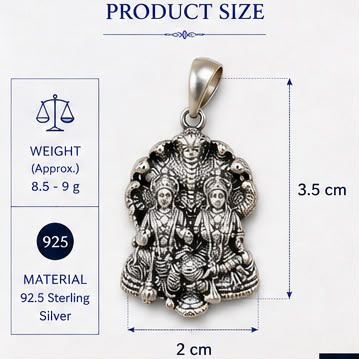 Laxmi Vishnu Ji 925 Silver Pendant