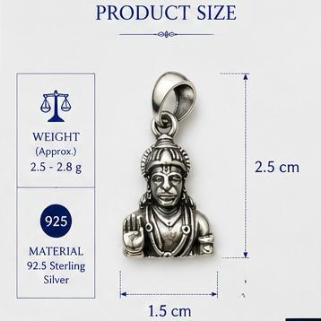 Hanuman Ji 925 Silver Pendant