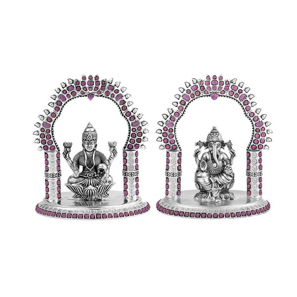 925 Silver Temple Puja Lakshmi Ganesh JI Idol
